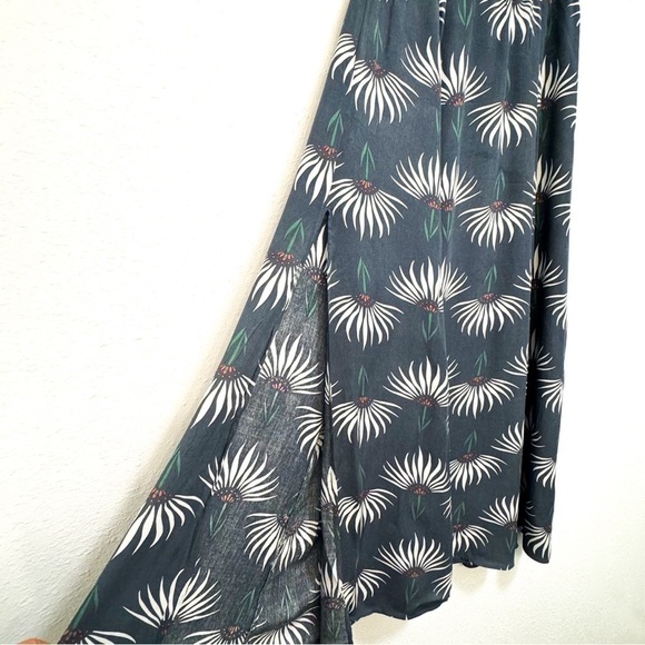 Lulu’s Trancoso Dusty Blue Floral Dandelion Flower Maxi High Slit Skirt M - Picture 4 of 6